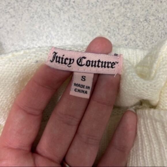Juicy Couture Size Small Ivory with Pearl Embellished Mockneck Sweater - Picture 11 of 13
